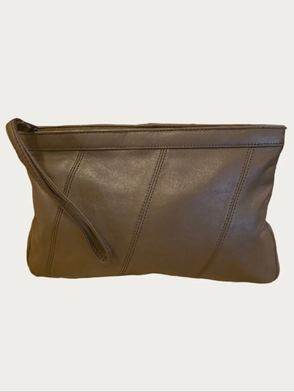 Vintage 80's Brenalini by Jonotti Brown Leather Wristlet Clutch Bag Butter Soft